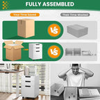 Mobile File Cabinet,3 Drawer Locking Storage Filing Cabinet,Office Metal Storage Cabinet on Wheels for Legal/Letter/A4 File(Fully Assembled，White)