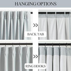 Vision Home Blue Fog Pinch Pleated Full Blackout Curtains Linen Blended Room Darkening Window Curtains 120 inch for Living Room Bedroom Thermal Insulated Pinch Pleat Drapes with Hooks 60" Wx120 Lx1