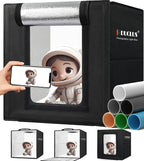 DUCLUS Light Box Photography, Portable Photo Studio Booth Box, 10" x 10" Professional Mini Shooting Tents with 104 LED Lights Dimmable, 6 Backdrops for Small Product: Jewelry, Miniature Models etc.