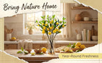 24 Inch Artificial Lemon Branches -5 Pieces Set of Realistic Fake Lemon Tree Stems and Fruits for Kitchen, Farmhouse, and Home Decoration
