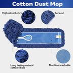 Matthew Cleaning 24'' Industrial Strength Cotton Dust Mop Refill Washable Replacement Heads for Residential & Commercial Use Fit Standard Dust Mop Frames, Hardwood, Laminate, Concrete Floors 12 Pack