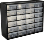 Akro-Mils 10124 24 Drawer Plastic Parts Storage Hardware and Craft Cabinet, 20-Inch x 16-Inch x 6.5-Inch, Black