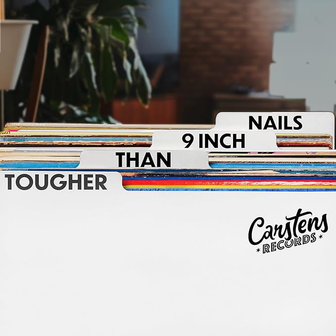 Carstens Records Heavy Duty Vinyl Album Dividers A-Z | 12" Organizers with Tabs | Pack of 26 White | Made in The USA | for Top Browsing