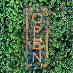 Vertical LED Open Signs for business – Super Bright - UV Printing Pattern, Remote Included - Large Size 10x24'' - Neon Open Sign for Café, Bar, Shop & Business Sign (Orange)