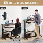 Tribesigns Portable Desk with Power Outlets, Height Adjustable Side Table Sofa Couch Bedside Laptop Computer Cart with USB Charging Ports, Mobile Small Standing Desk with Keyboard Tray