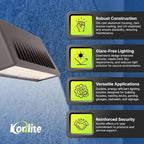 Konlite - 125W/105W/76W Full-Cutoff LED Wall Pack Lights, Selectable Wattage & CCT (5000K/4000K/3000K), LED Wall Light, Energy Efficient, Durable, Outdoor Commercial Wall Pack Light, 20,812LM