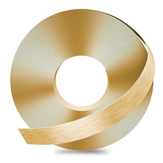 GSCIT Club Gold Edge Banding, 1 Inch x 50ft Aluminum Brushed Edge Banding PVC Edge Trim for Cabinet Repair Furniture