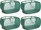 4 Pack Collapsible Laundry Baskets, Foldable Laundry Basket with Pocket, Durable Pop Up Hampers, Reinforced Handles Dirty Clothes Hamper for Laundry, Bedroom, Bathroom, Dorm, Travel or Camping Green