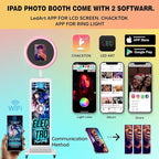 HARZHI 38'' LCD Screen Portable Photo Booth Compatible with Any Ipad, 1080P Intelligent Split Screen Ipad Photo Booth LCD for Wedding Party Software APP Control LCD Ring Light, Flight Case White