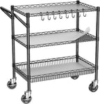 1050lbs Heavy Duty Carts with Wheels Metal Rolling Utility Cart Commercial Grade Kitchen Trolley with Handle Bar&Shelf Liner, Mobile Steel Wire Trolley for Warehouse Garage Kitchen