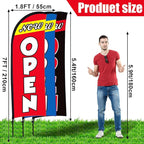 Buryeah 3 Sets Now Open Feather Flag Pole Kit for Business Advertising 7 ft Open Flag Banner Sign with Pole Kit Ground Stake and Portable Bag for Outside Ground (Multicolor)