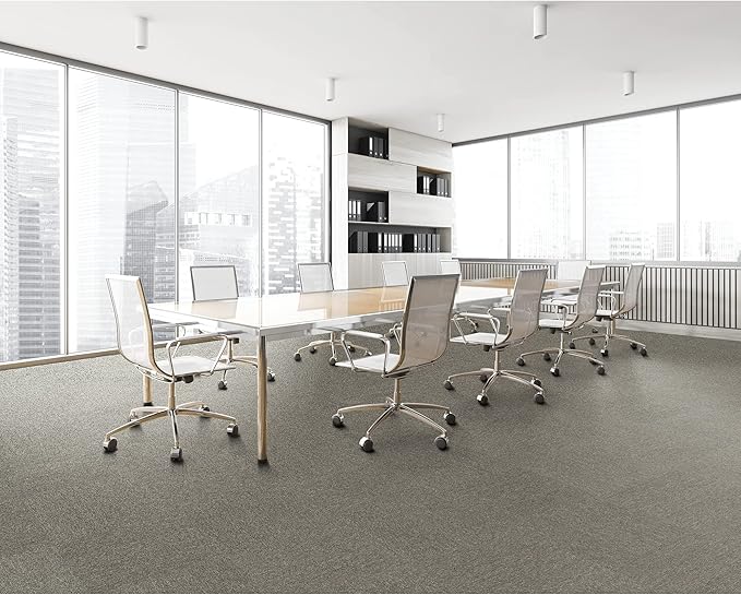 Mohawk Basics 24" x 24" Berber (Loop pile), 0.07" Pile Height, Carpet Tile, PET Fiber, Dime Color, (24 Tiles), (96 sqft/carton)