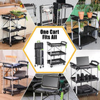 FUTURELAB Portable Folding Service Cart - 3 Tier 330LBS Capacity - Rolling Utility Cart Foldable with Wheels for Warehouse Home Workshops Garages Restaurants Offices (Green)