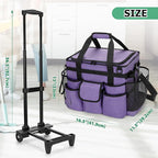 LoDrid Rolling Cleaning Caddy with Lid, Cleaning Supplies Organizer with Detachable Trolley, Cleaning Caddy Cart on Wheels with Handle and Shoulder Strap for Housekeepers, Purple, Bag Only