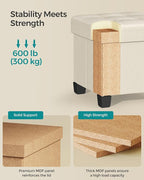 SONGMICS Storage Ottoman, Small Ottoman Foot Rest with Legs, 15 x 15 x 15.7 Inches Foot Stool, Load up to 660 lb, for Living Room, Bedroom, Dorm, Cream White ULSF014W01