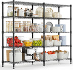 Himimi 72" W Wire Rack Shelving-2000LBS Capacity, Adjustable Storage Shelves Metal Shelves for Storage, 5-Tier Heavy Duty Wire Organizer for Kitchen, Garage, Pantry, 72" W x 18" D x 72" H, Black