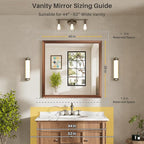 40x38 Inch Bathroom Mirror for Wall, Anti-Rust Walnut Wood Grain Metal Framed Bathroom Mirrors for Over Sink,Rectangler Mirrors for Bathroom Vanity, Farmhouse, Bedroom, Living Room, Entryway Decor