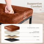 MAISON ARTS Counter Height Bar Stools Set of 3 for Kitchen Counter 24 Inch Backless Modern Barstools Industrial Upholstered Faux Leather Stools Farmhouse Island Chairs, Brown