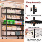 PrimeZone 6 Tier Wire Shelving with Wheels 79''H 1500lbs Storage Shelves NSF Certified Heavy Duty Steel Metal Shelf Adjustable Rolling Rack Kitchen Garage Closet Pantry Laundry 79''HX36''WX16''D