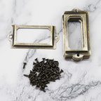 [32 Pack] Antique Bronze Office Library File Drawer Cabinet Card Tag Label Holder Metal Frame 70mm x 33mm