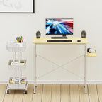 Simple Houseware 3-Tier Multifunctional Rolling Utility Cart with Hanging Bucket, White