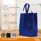 DISCOUNT PROMOS Luxurious Laminated Tote Bags Set of 10, Bulk Pack - Reusable, Great for Shopping, Beach, Wedding Favors - Royal Blue