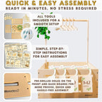 Wooden Baby Shower Crate Closet with Clothes Hangers & Dividers, Large Gift Basket for Boys & Girls, Wood Box Storage & Display with Handles & Ivy Garland, Welcome Gifts for New Parents
