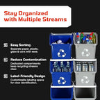Multi Recycling Bin System with Three Stacking 6 Gallon Bins with Carrying Handles, Stackable and Compact for Offices, Homes, Garages, Businesses - (Yellow, 1 Pack)