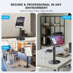 AboveTEK POS Tablet Kiosk Stand - Universal Tablet Locking Mount for 7.9"-11" Devices, 360° Swivel Anti-Theft Security Stand for iPad, iPad Air, Samsung, Height Adjustable Desk Countertop