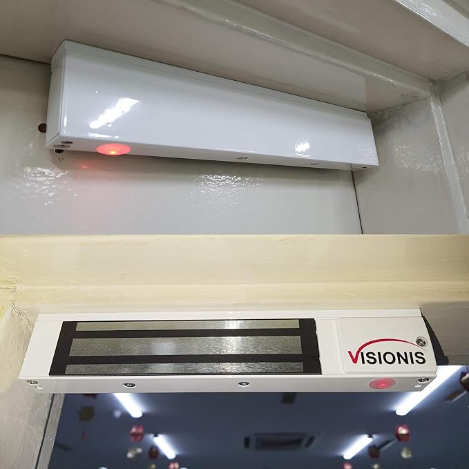 Visionis FPC-5191-WH White 300lbs Indoor Electromagnetic Lock with 300 lbs L and Z Bracket for Inswinging Door