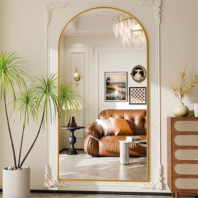 81"x41"Floor Mirror Full Length,Arched Full Length Mirror with Stand,Full Body Mirror,Hanging or Large Leaning for Bedroom Living Room Gold