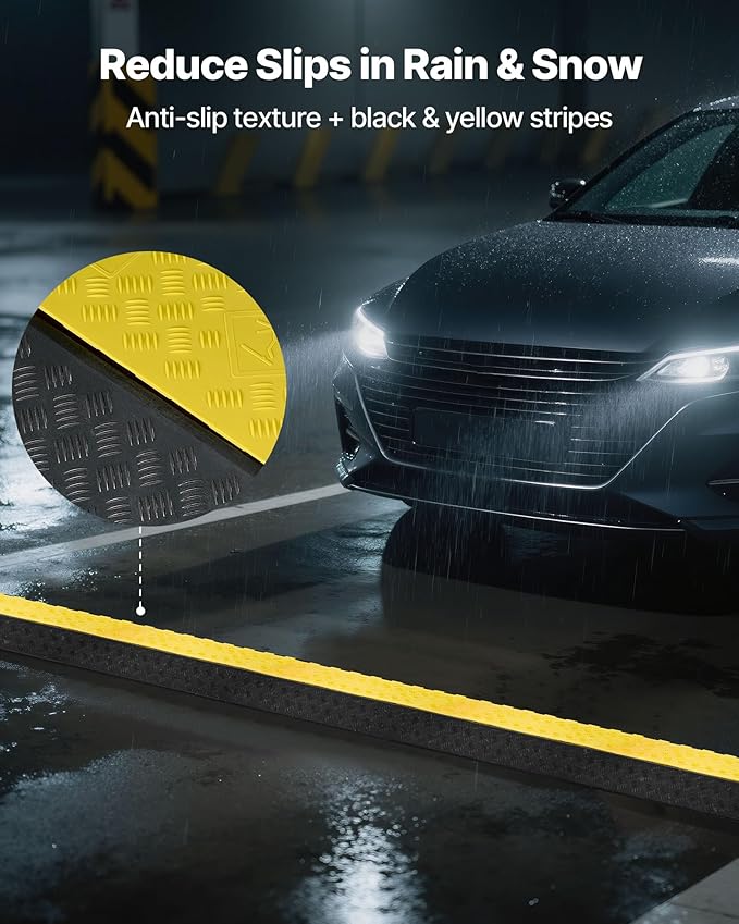 VEVOR Rubber Cable Protector Ramp, 2 Channel Heavy Duty Rubber Cord Hose Wire Cover, 4'' W x 3'' H Large Channel Size, Driveway Traffic Speed Bump with Flip-Open Top Cover, for Indoor Outdoor Use