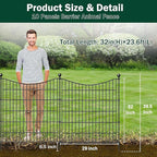 10 Panels Decorative Garden Fence with Gate, 32 in(H) X 23.6 ft(L) No Dig Dog Fence Animal Barrier Outdoor for Yard, Rustproof Metal Garden Edging and Borders, Temporary Fencing Stakes