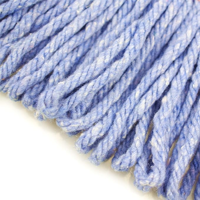 Mop Head Replacement Commercial Heavy Duty String Blue Wet Mop Heads for 3 Typs Commercial Mop Handle(4 pcs,Large,Weight 23oz)