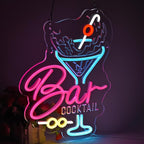Cocktail Bar Neon Sign, Neon Lights Hanging Wall Art Decoration for Business Man Cave Bar Pub Night Club Party Bistro Beverage Restaurant, USB Powered Ultra Bright Dimmable, 15.75*11.8 inches