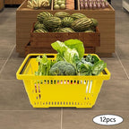 12Pcs 18L Shopping Baskets with Handles, Portable Plastic Retail Grocery Baskets Large Capacity for Stores, Supermarket, Retail, Groceries Shopping (Yellow)