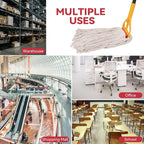 Commercial Heavy Duty Mop Heads Replacement for Rubbermaid: 6 Packs Industrial Wet Mop Head for Floor Cleaning - Cotton Looped-Open String Commercial Products Wet Refills