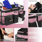 Wearable Cleaning Caddy Bag, Cleaning Caddy Supplies Organizer with Handle & Shoulder Straps for Housekeepers, Under Sink & Car Cleaning Tool Organizers with 4 Foldable Divider (SweetPink)