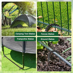 FEED GARDEN 16 Inch 8 Pack Rebar Stakes Heavy Duty J Hook, Galvanized Steel Ground Stakes Tent Stakes Ground Anchors, Chain Link Fence Stakes, Trampoline Stakes, Black