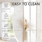 MYSKY HOME Linen Curtains for Living Room, Natural Semi Sheer Curtains & Drapes 84 Inches Length 2 Panels Set Pinch Pleated Farmhouse Country Boho Style Back Tab Draperies for Sliding Door, 40" Wide