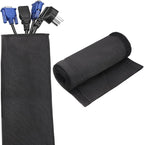 uxcell Hook and Loop Cable Management Sleeve, 6.6ft x 2.4 Inch Flexible Cable Wrap Cover Wire Hider, Cord Organizer and Cable Protectors for Desk TV Computers, Black