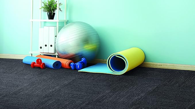 Mohawk Elite 24" x 24" Berber (Loop pile), 0.08" Pile Height, Carpet Tile, Nylon Fiber, Ebony Color, (1 Tile)