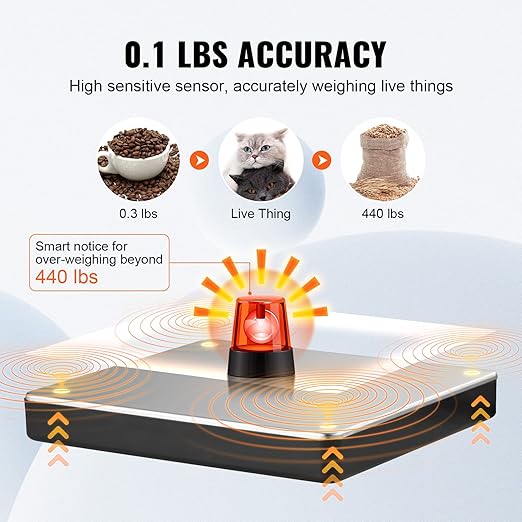 VEVOR Digital Shipping Scale, 440 lbs x 1.7 oz. Heavy Duty Postal Scale with Timer, Tare Function, HD LCD Screen Portable Package Scale for Luggage, Home, Post Office, AC/DC Powered, FCC Listed