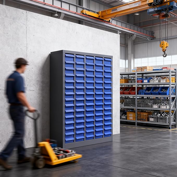 Part Cabinet with 75 Drawers, Shelves & Label Stickers - Bolt and Nut Organizer Bolt Bin Cabinets, Stainless Steel Tool Storage Cabinet for Hardware Organization Small Items and Parts (75 Drawers)