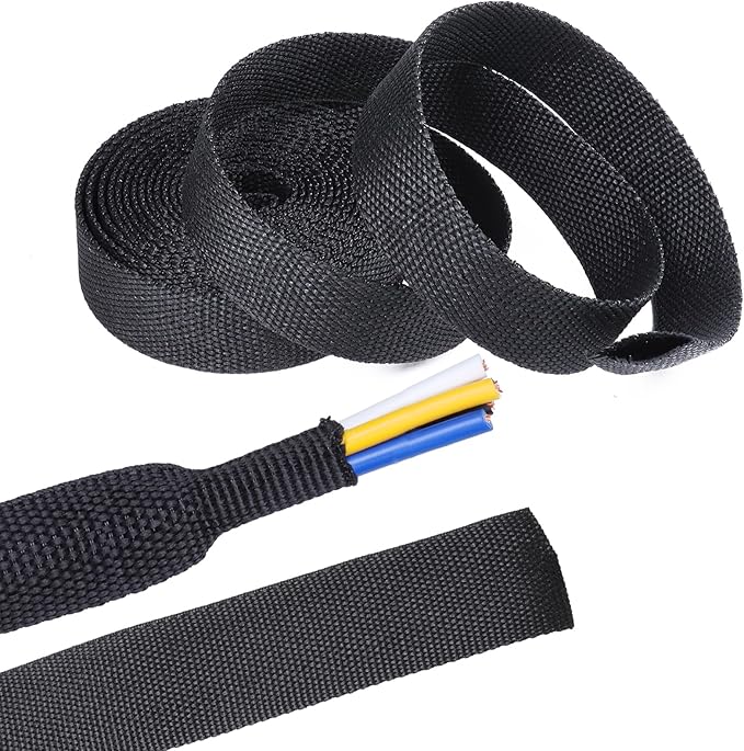 2 in 1 Heat Shrink Braided Sleeving Fabric Tubing-Ideal fit Irregular Shape Hose/Cable/Wire (1/2"(12mm), 40FT)