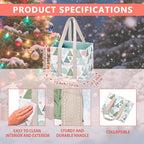 VENO 3 Pack Christmas Reusable Grocery Bags, Shopping Bags for Groceries, Tote with Handles and Hard Bottom, Foldable Shopping Cart Organizer, Water Resistant, Heavy-Duty (Pastel Forest, 6 Gallon)