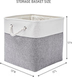 13 x 13 Inch Storage Cubes,6 Pack Cube Storage Bins for Shelves，Fabric Collapsible Storage Bins with Handles, Foldable Storage Basket for Organizing Clothes, Toys, Books (White&Gray)