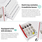 Medication Bins Cart with 200 Bins, 10 Drawers - Dual-Sided Open, 50 Medicine Boxes, Hidden Sub Workbench, Silent Casters, Container, 2 Trash Bin-Medical Crash Cart for Clinic, Hospital and Lab