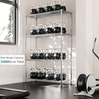 IZEUK 3400 LBS Garage Shelving Wide Storage Shelves 4 Tier Metal Shelves Heavy Duty Adjustable Utility Shelf Rack Chrome 17.7" D x 47.2" W x 70.4" H