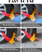 Tevlaphee Universal Wheel Lock Heavy Duty Security Trailer Wheel Lock Anti Theft Wheel Locks for Cars SUV Camper Motorcycle Trailer Great Deterrent Bright Color with 3 Keys (Red-Yellow)